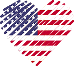 Logo of Top Dating Sites USA, Heart Shaped Image of USA flag.
